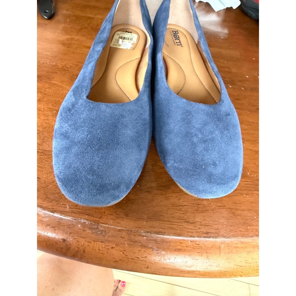 Born Julianne Navy Blue Suede Ballet Flats Round Toe Slip On Shoes comfort - Picture 8 of 9
